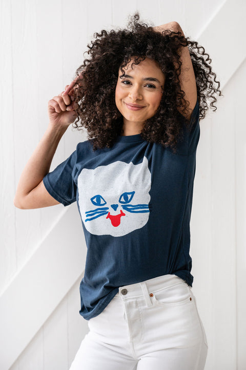 Lucky (White) Unisex Tee - Navy PRE ORDER (8362134864093)