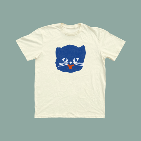 Blue Cat Unisex Tee - Cream (8362135224541)