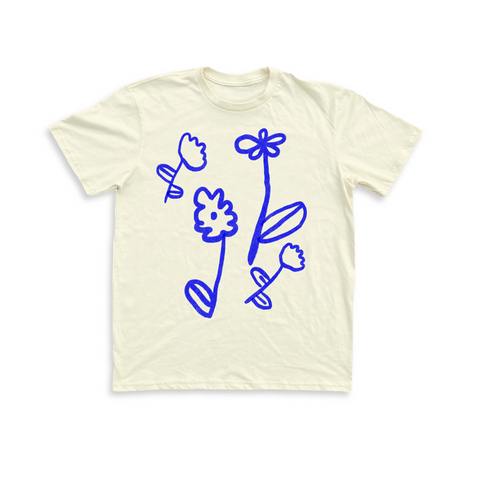 Blue Flowers Unisex Tee - Cream PREORDER