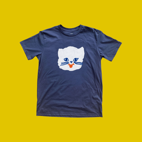 White Cat Unisex Tee - Navy (8362134864093)